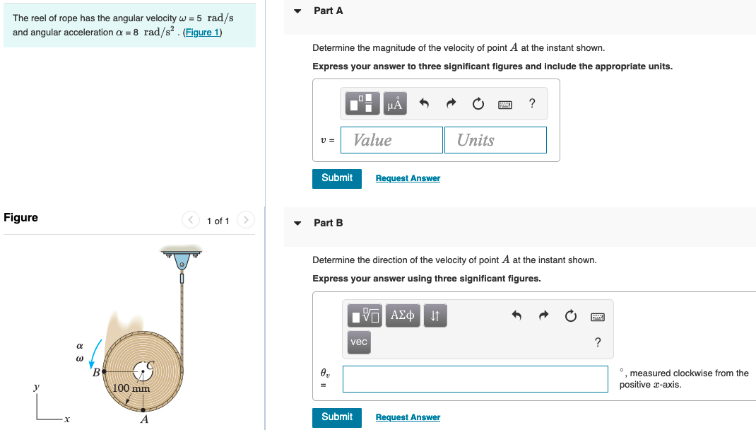 Solved The reel of rope has the angular velocity ω=5rad/s | Chegg.com