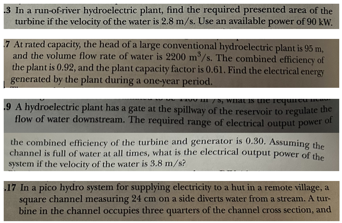 3 In a runofriver hydroelectric plant, find the