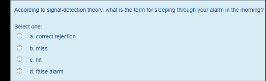 Solved According to signal-detection theory, what is the | Chegg.com