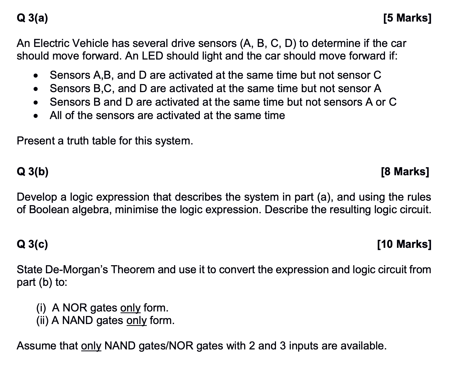 Solved An Electric Vehicle has several drive sensors | Chegg.com