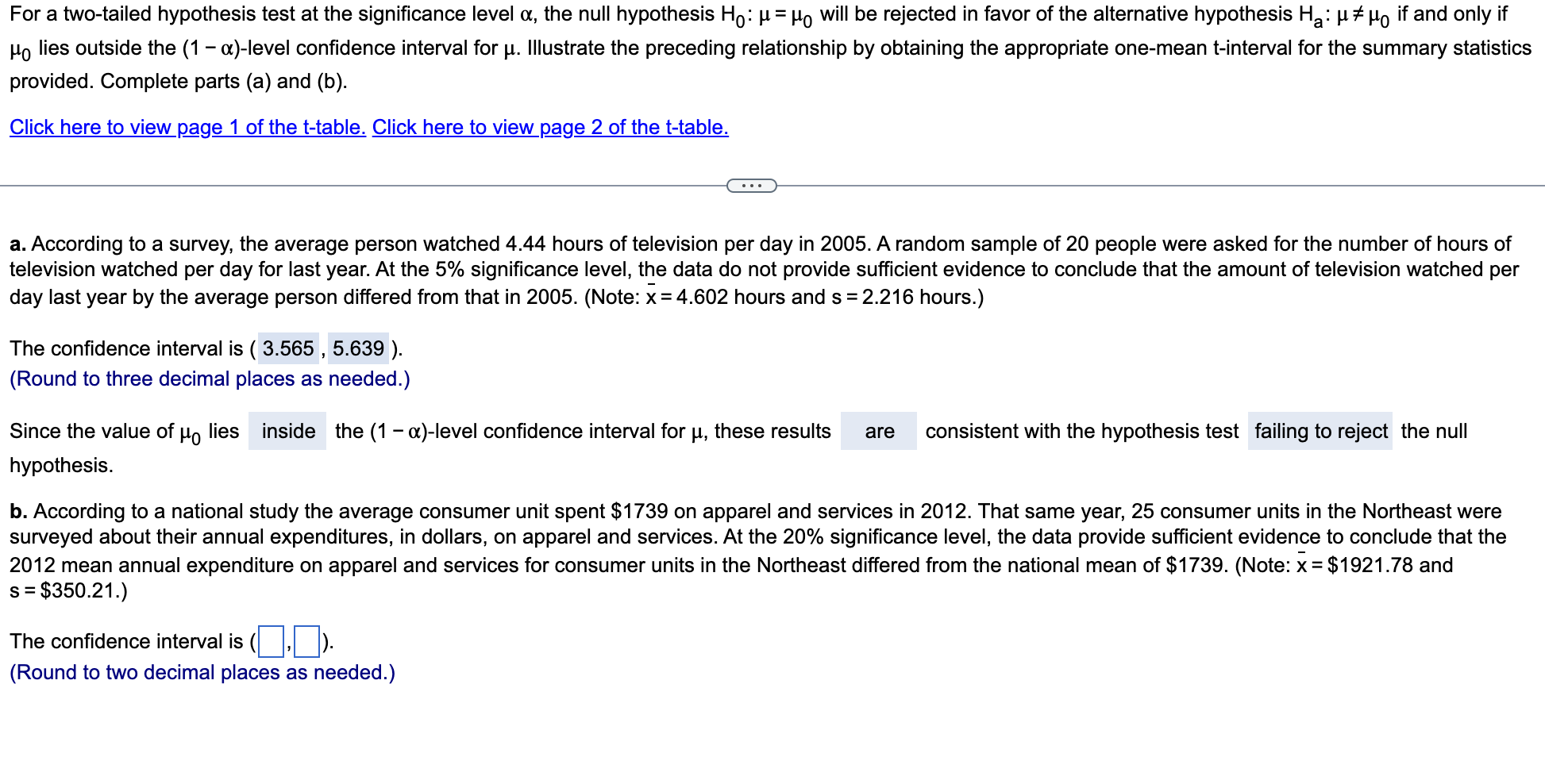 null hypothesis two tailed test example