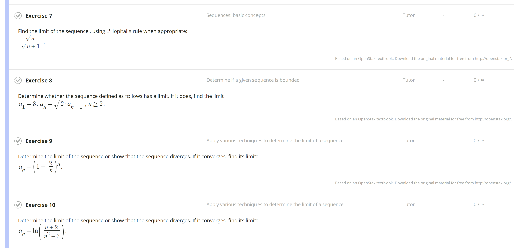 Solved Exercise 7 Sequences: basic concepts Tutor Find the | Chegg.com
