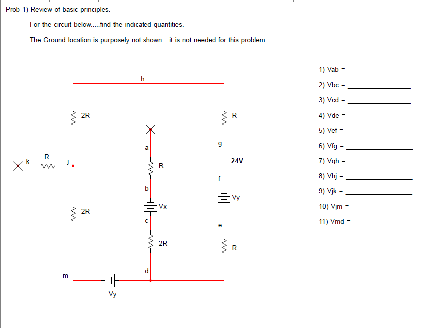 Solved Prob 1) Review of basic principles. For the circuit | Chegg.com