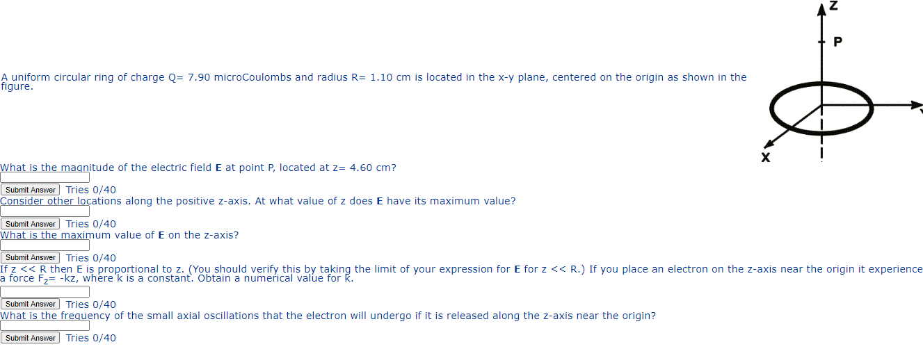 Solved R A Uniform Circular Ring Of Charge Q 7 90 Microc Chegg Com