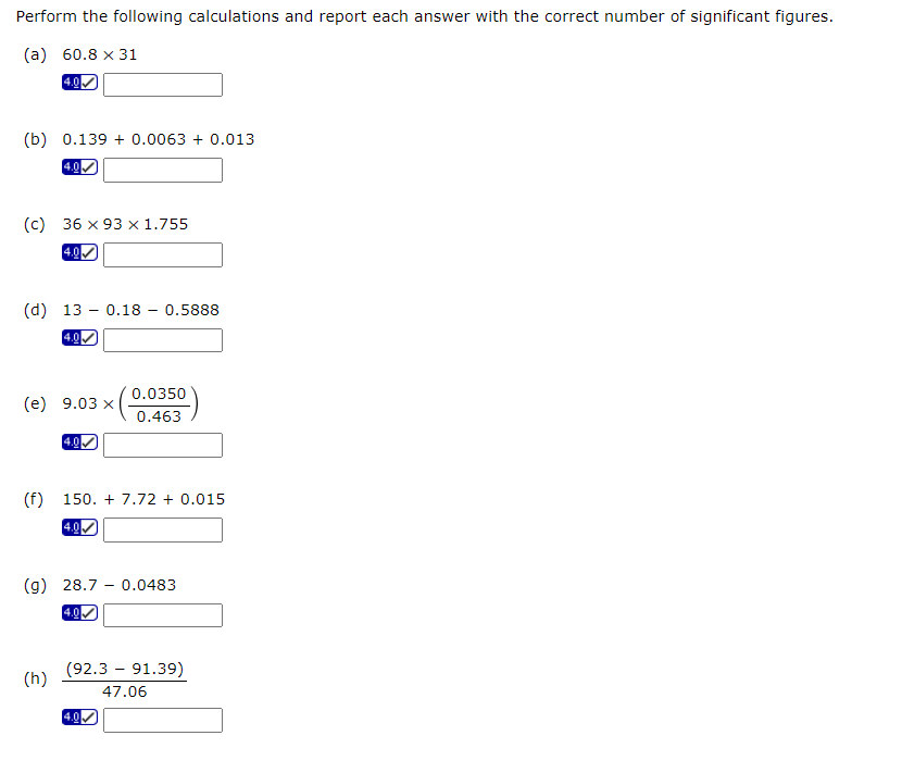 Solved Perform the following calculations and report each | Chegg.com