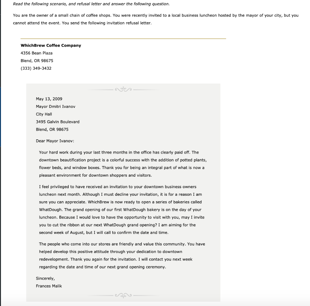 Solved 4. Refusing Typical Requests and Claims Choose the