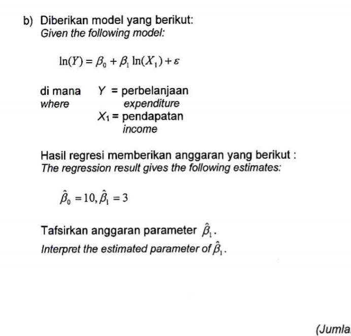 Solved B) Diberikan Model Yang Berikut: Given The Following | Chegg.com