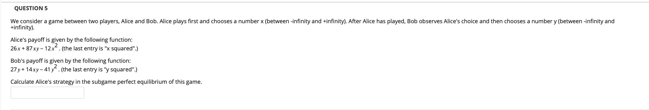 Solved QUESTION 5 We consider a game between two players, | Chegg.com
