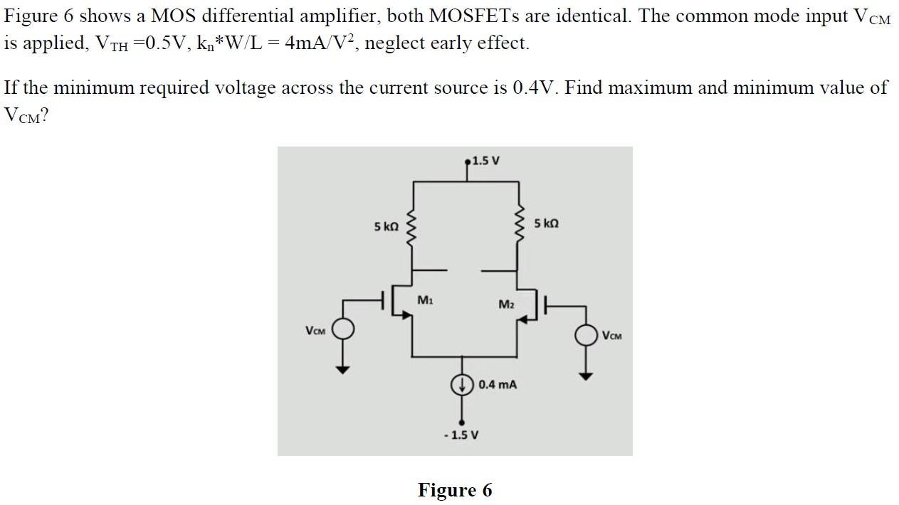 [Solved] Figure 6 shows a MOS differential amplifier, bot