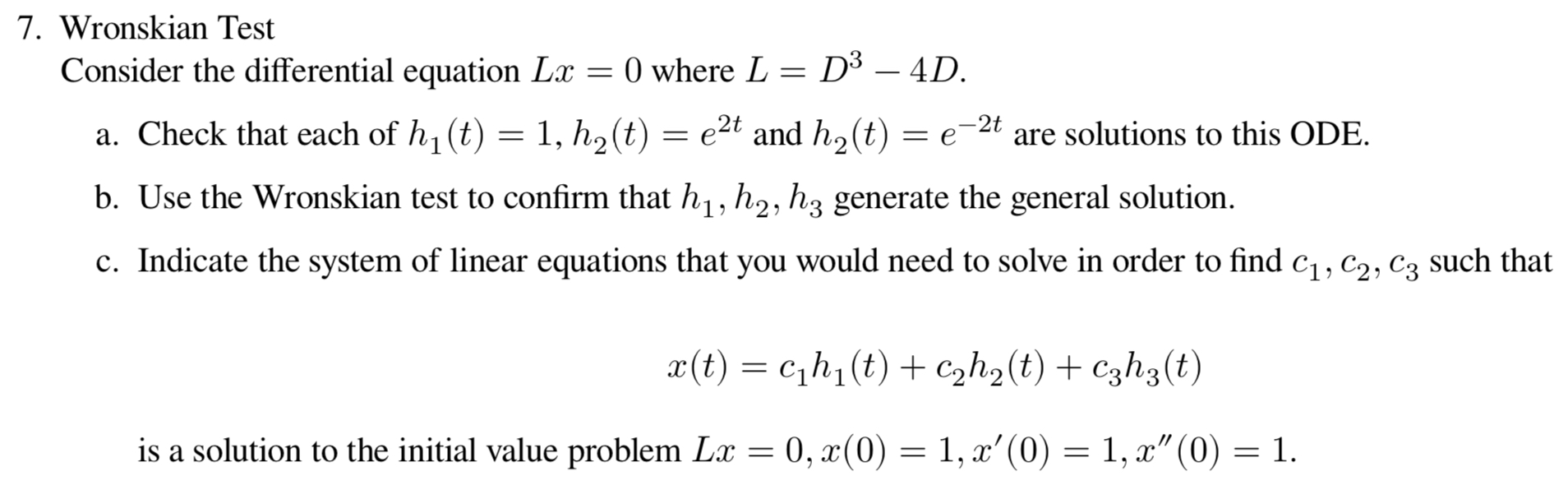 Solved Wronskian Test Consider the differential equation | Chegg.com