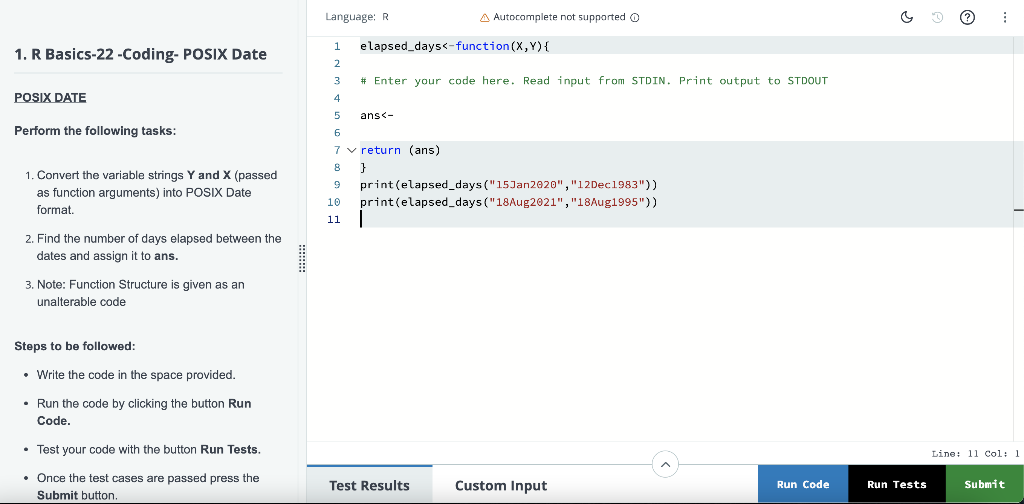 Solved Language: R A Autocomplete not supported O ? 1 2 | Chegg.com