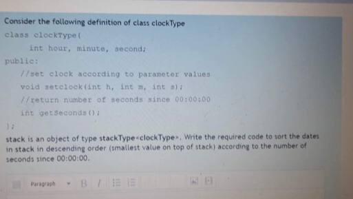 Solved Consider the following definition of class clock Type | Chegg.com