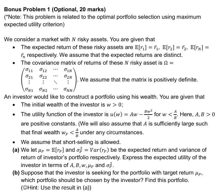 Solved Bonus Problem 1 (Optional, 20 ﻿marks)(*Note: This | Chegg.com