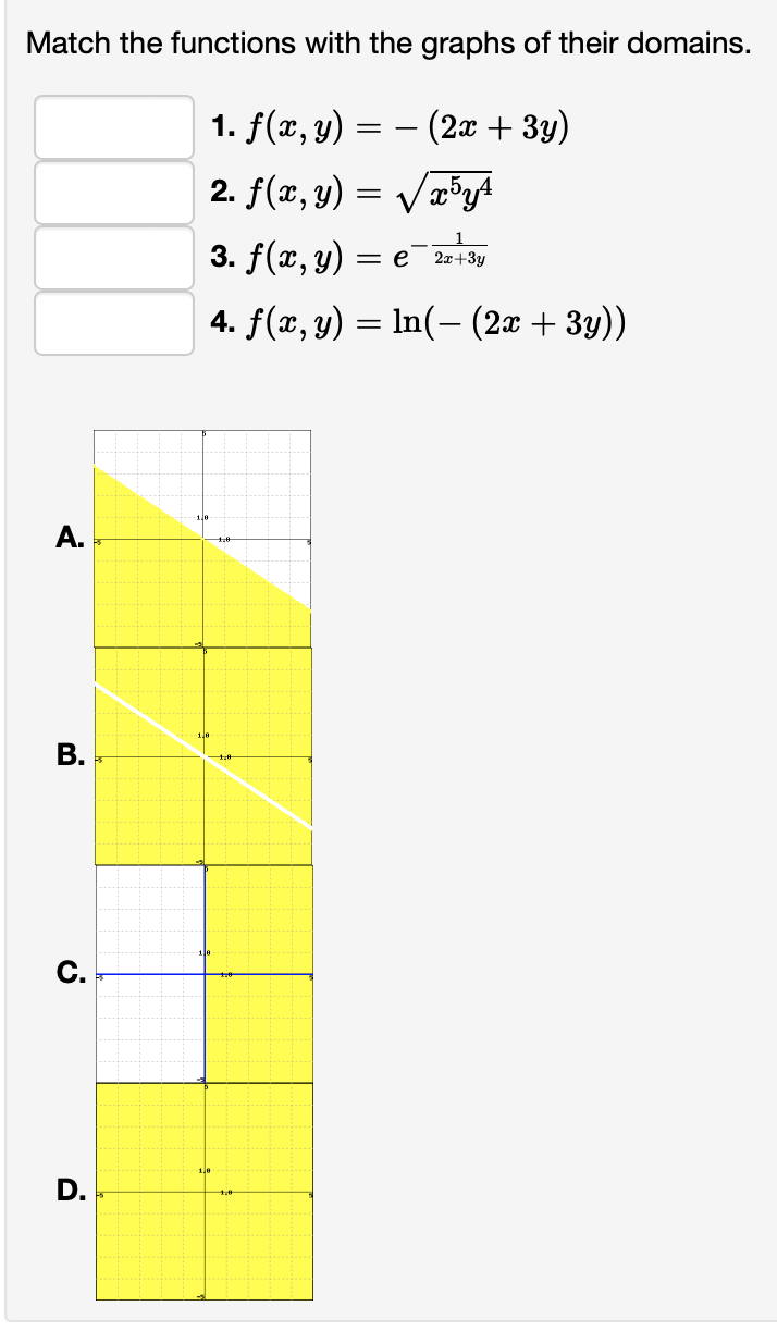 Solved Match the functions with the graphs of their domains. | Chegg.com