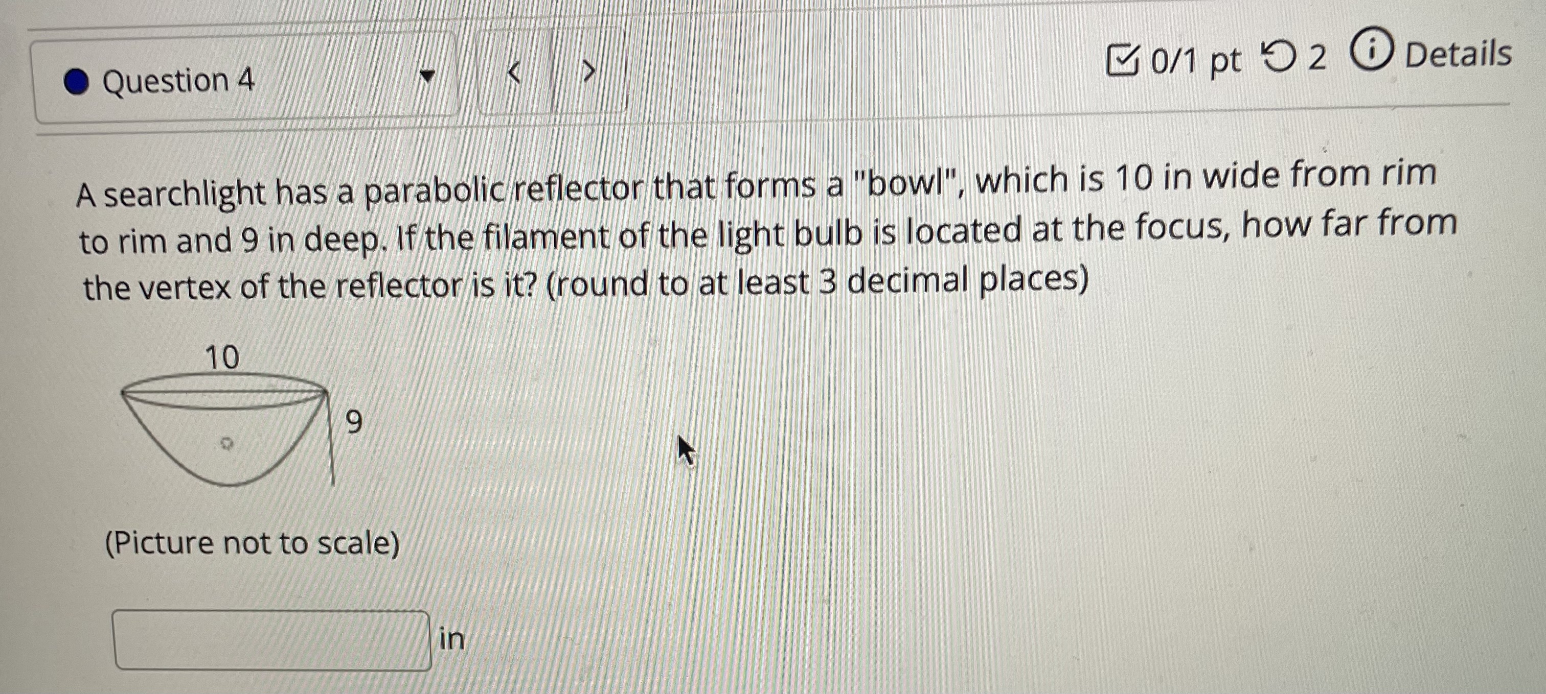 Solved A searchlight has a parabolic reflector that forms a | Chegg.com