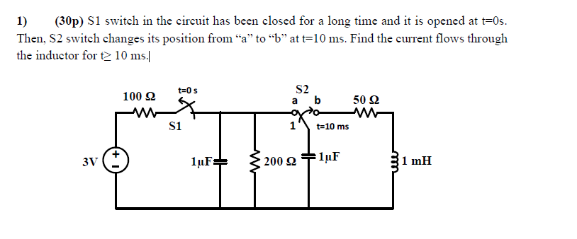 Solved S1 switch in the circuit has been closed for a long | Chegg.com