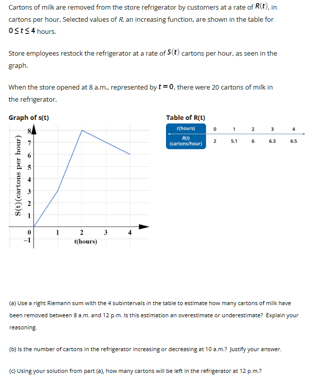 Solved Cartons of milk are removed from the store