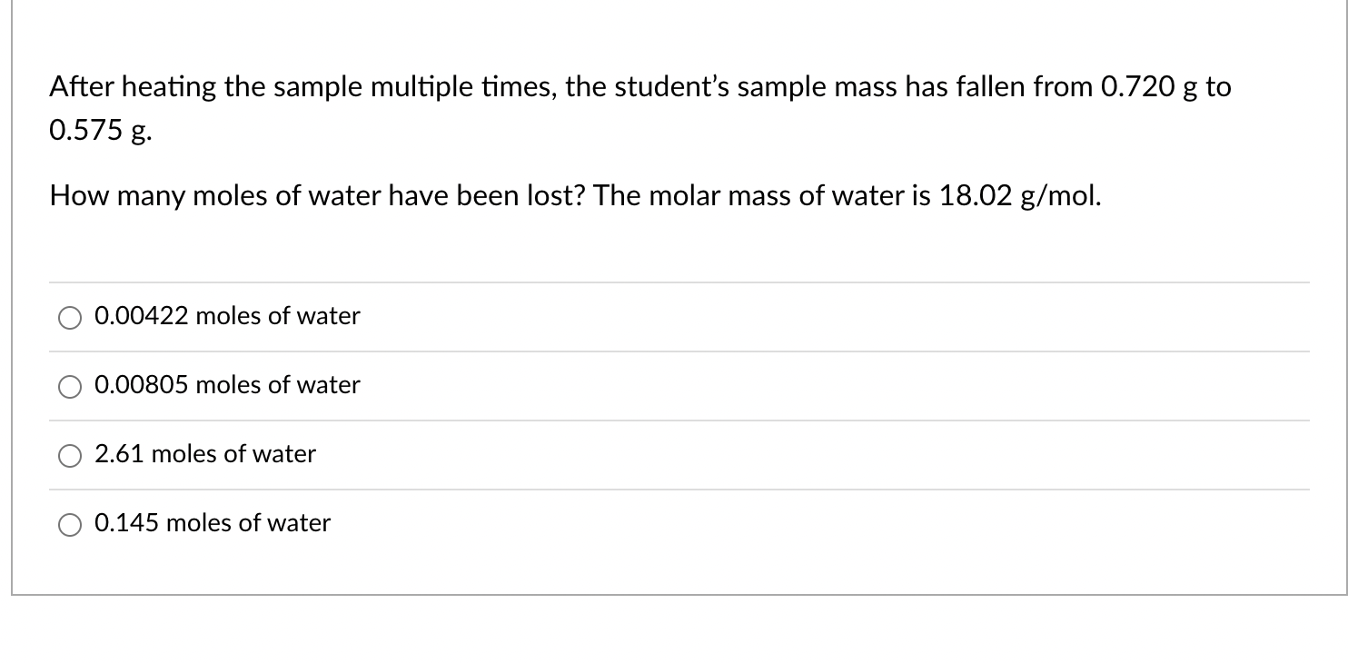 Solved The formula of copper (II) chloride dihydrate is
