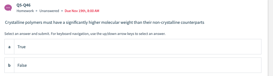 Solved Q5-246 Homework. Unanswered. Due Nov 19th, 8:00 AM | Chegg.com