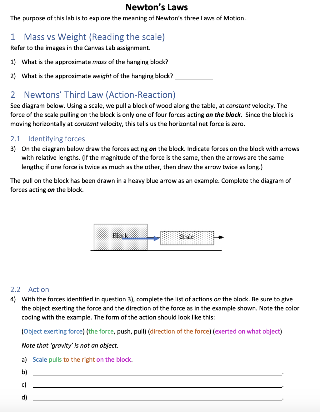 Solved Newton S Laws The Purpose Of This Lab Is To Explore Chegg Com