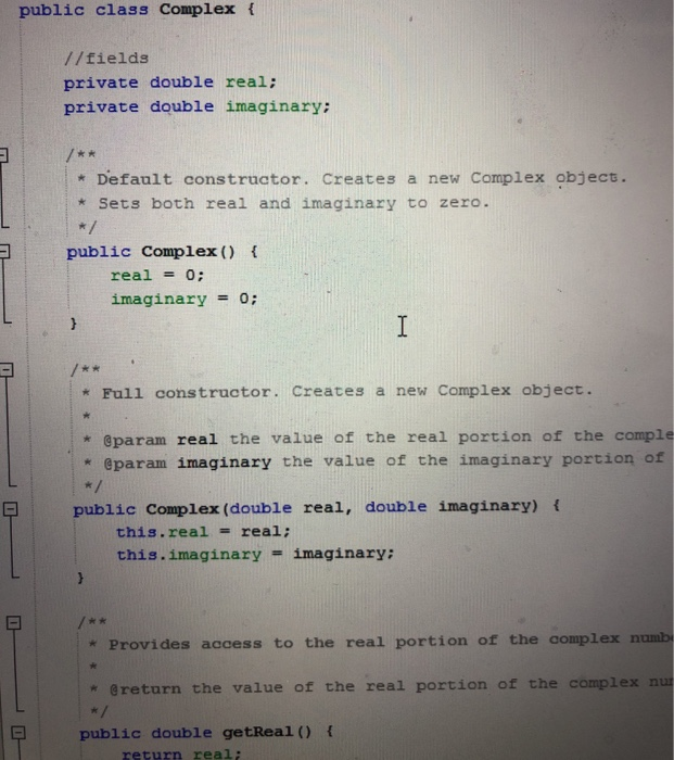 Solved public class Complex t //fields private double real: | Chegg.com