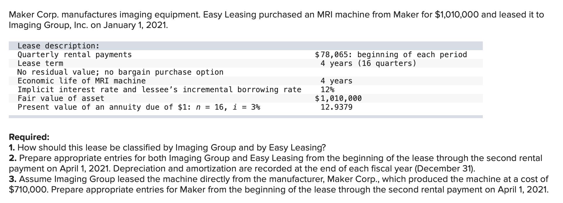 Solved Maker Corp. manufactures imaging equipment. Easy | Chegg.com