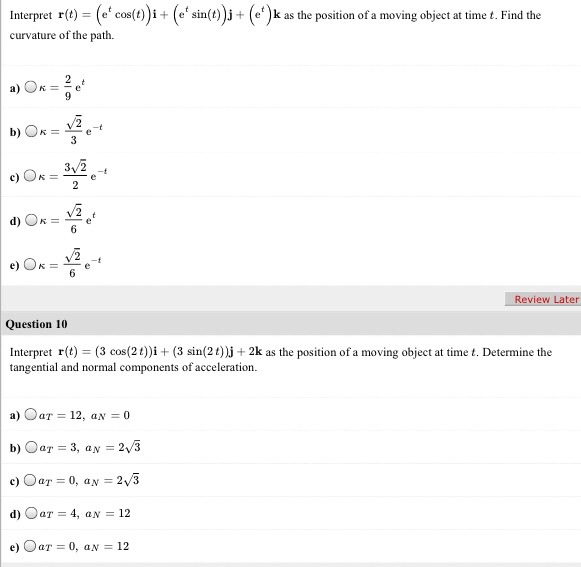 Solved Interpret r(t) = (e^t cos(t))i + (e^t sin(t))j + | Chegg.com