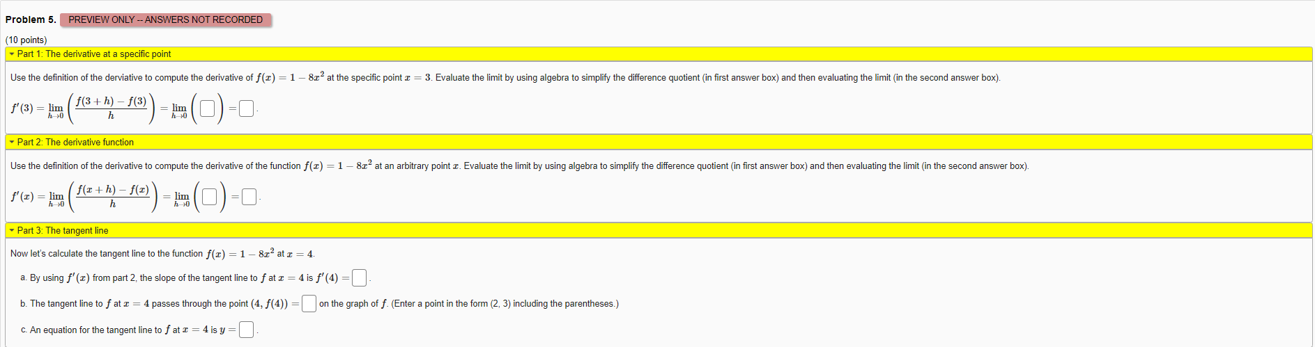 Solved 1 Use The Definition Of The Derviative To Compute Chegg