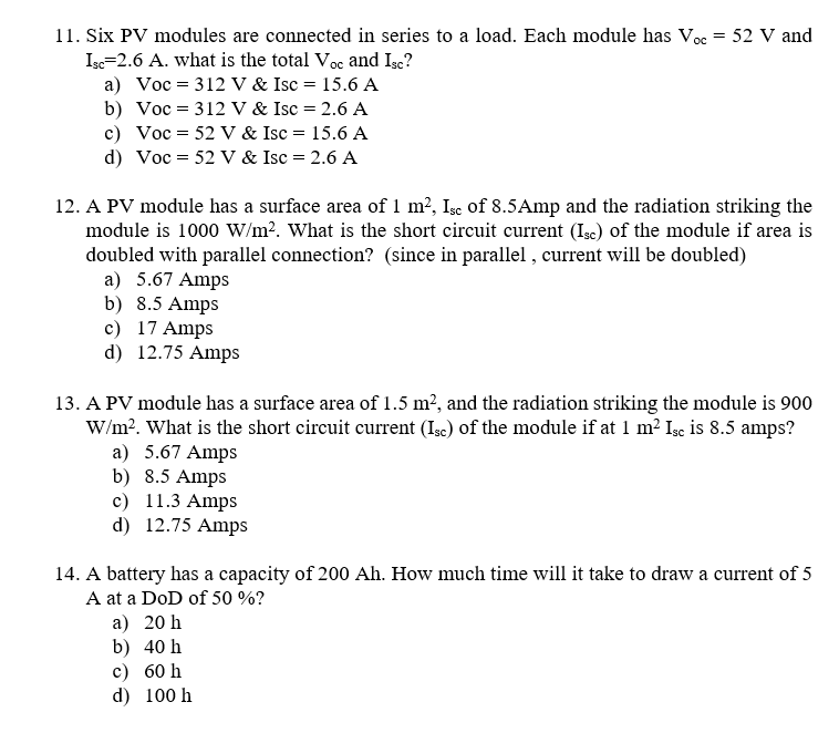 Voc Pv Module Formula Solved 11. Six PV modules are connected in series to a load. | Chegg.com