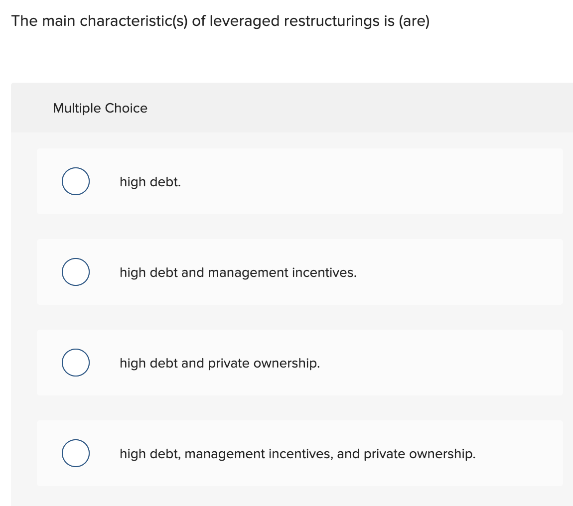 Solved The Main Characteristic s Of Leveraged Chegg