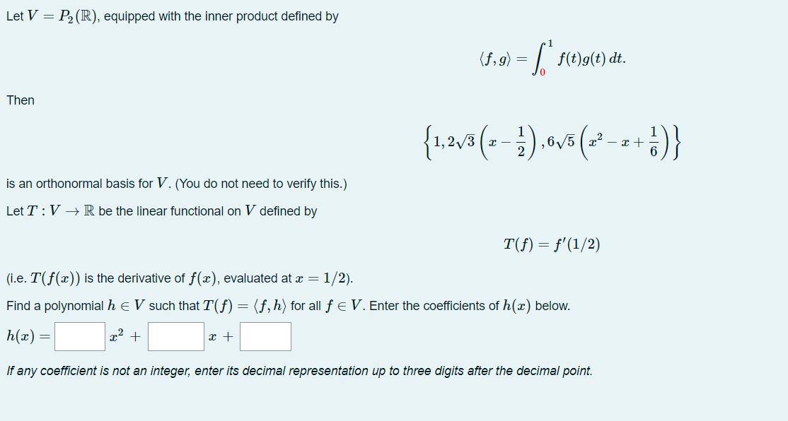 Solved Let V P2 R Equipped With The Inner Product Chegg Com