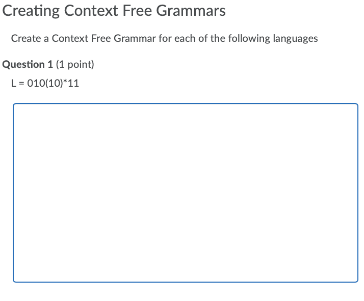 Solved Creating Context Free Grammars Create A Context Free | Chegg.com