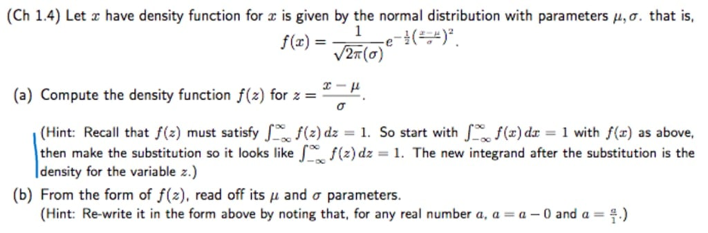 Solved (Ch 1.4) Let u have density function for x is given | Chegg.com