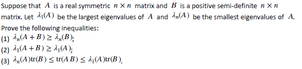 Solved Suppose That A Is A Real Symmetric N X N Matrix And B | Chegg.com