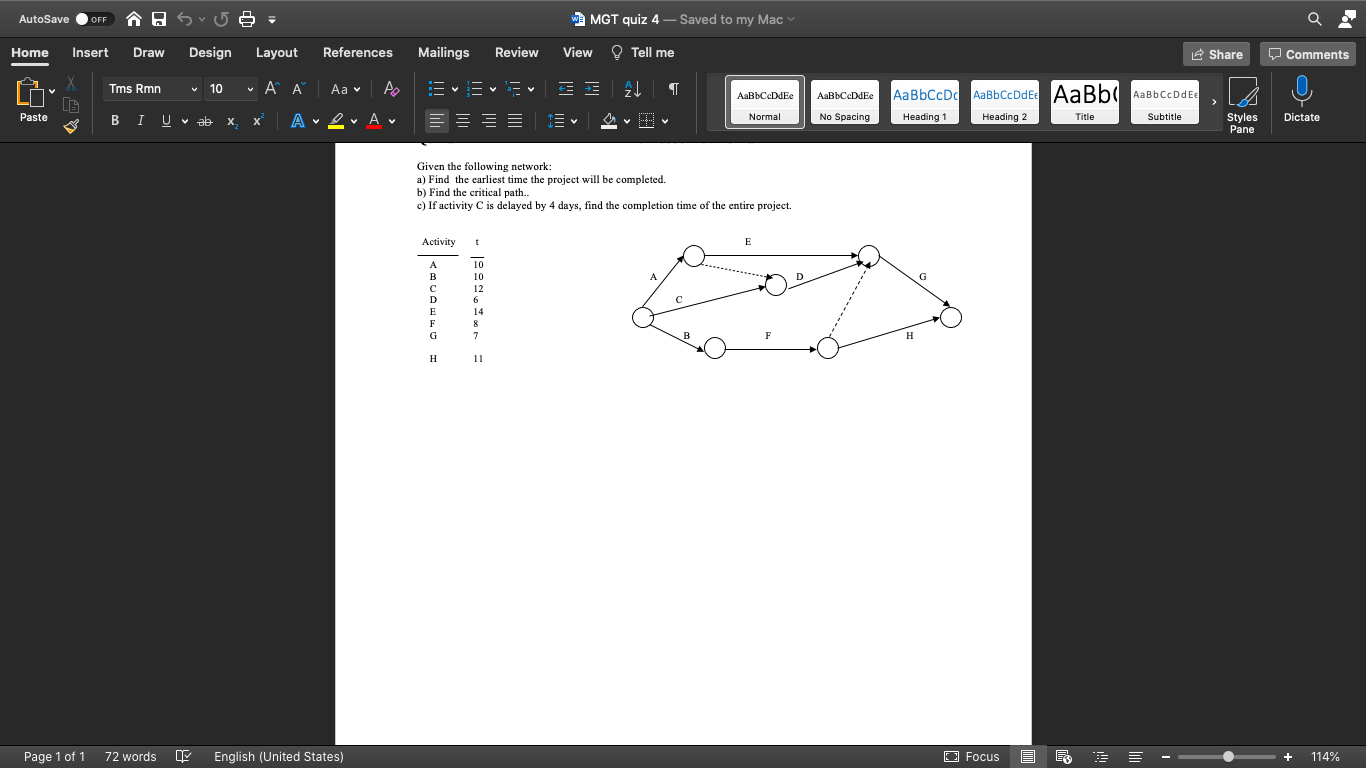 Solved Autosave Off N O Sve W Mgt Quiz 4 Saved To My Mac Chegg Com