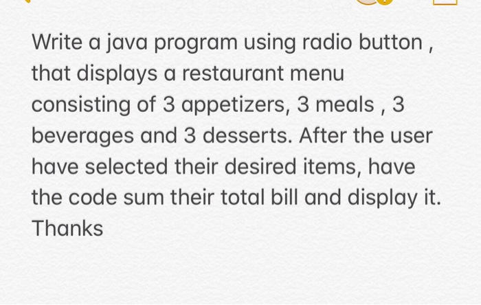Solved Write a java program using radio button that displays | Chegg.com