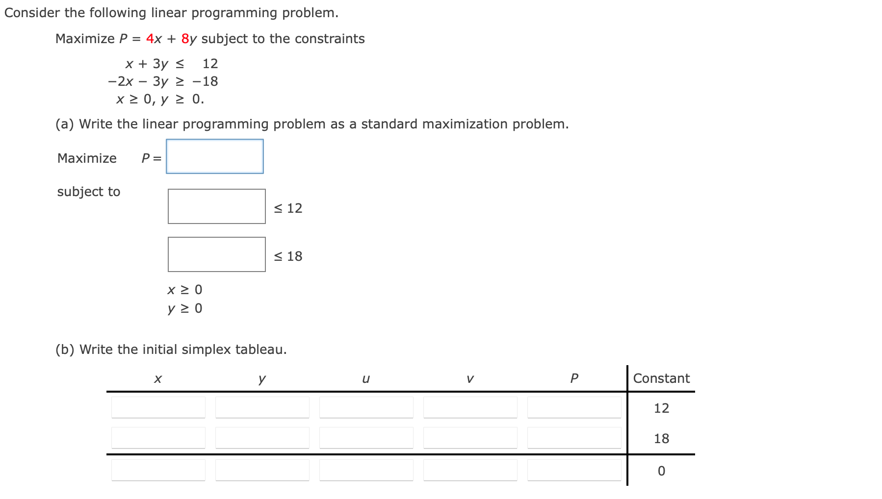 Solved Consider The Following Linear Programming Problem