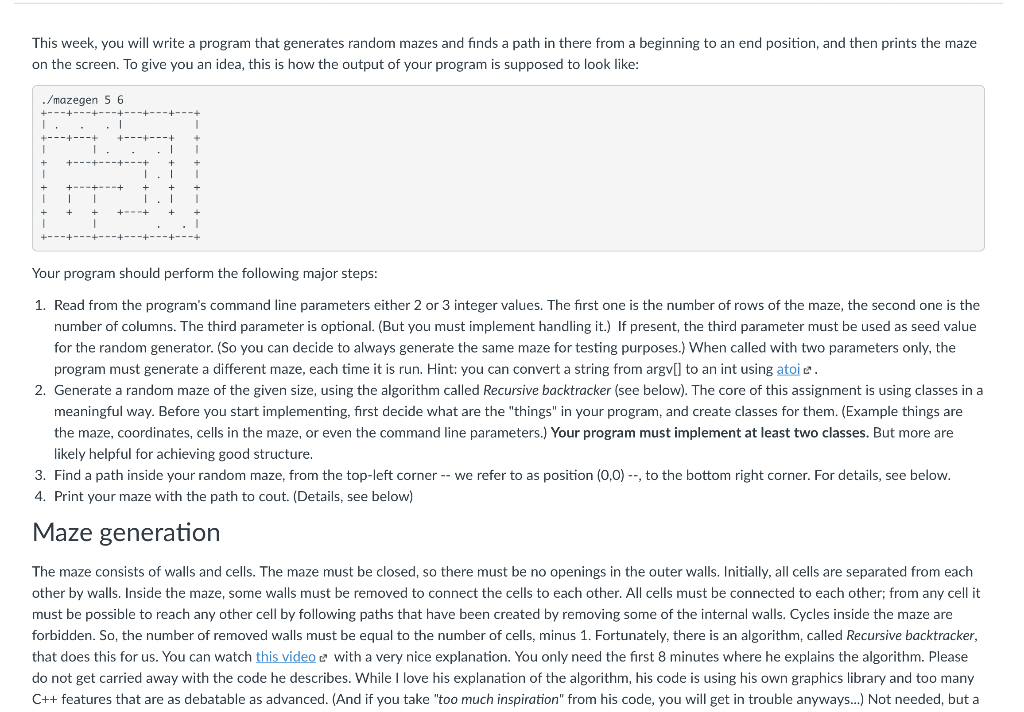 Path finding Once you have generated your maze (and | Chegg.com