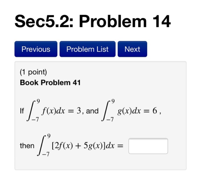 Solved Sec5.2: Problem 2 Previous Problem List Next (1 | Chegg.com