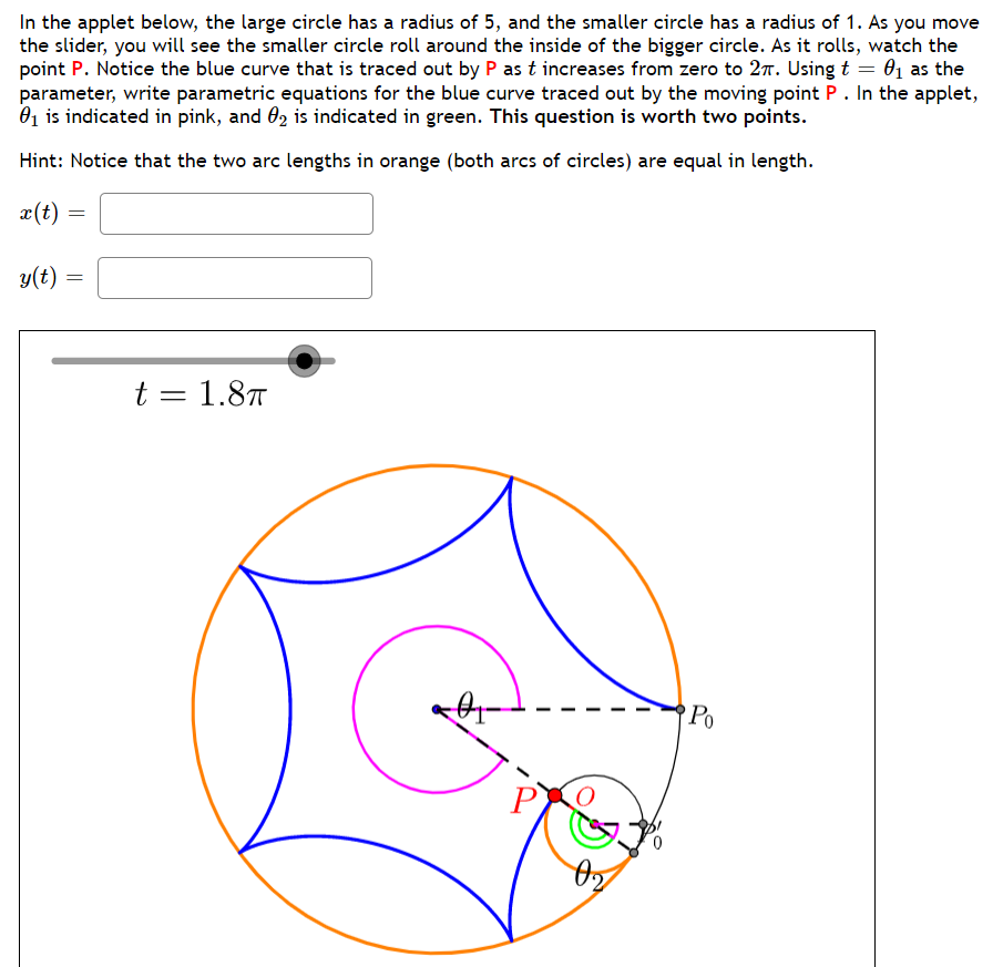 Solved In the applet below, the large circle has a radius of | Chegg.com