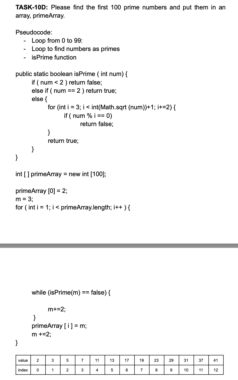 Solved TASK-10D: Please find the first 100 prime numbers and | Chegg.com
