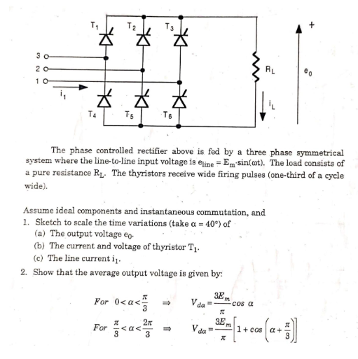 Solved TE Tg 30 20 1 0 RL * * * T4 T5 The phase controlled | Chegg.com