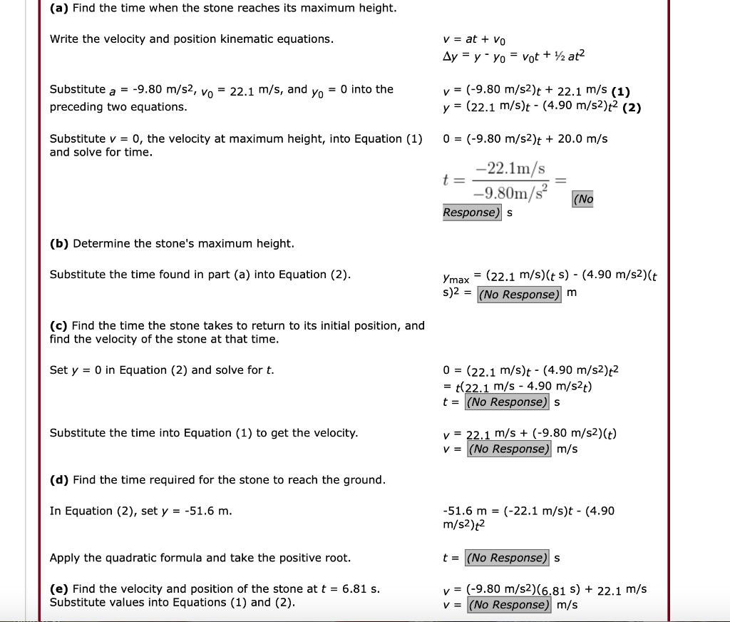 Solved Goal Apply the kinematic equations to a freely | Chegg.com