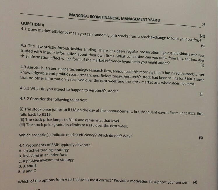 mancosa financial accounting assignment answers