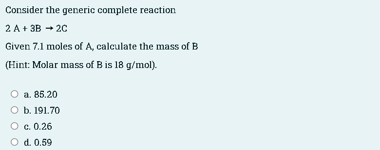 Solved Consider the generic complete reaction 2 A + 3B + 2C | Chegg.com