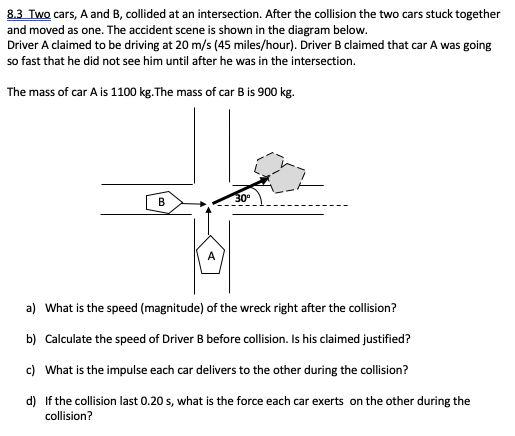 Solved 8.3 Two Cars, A And B, Collided At An Intersection. | Chegg.com