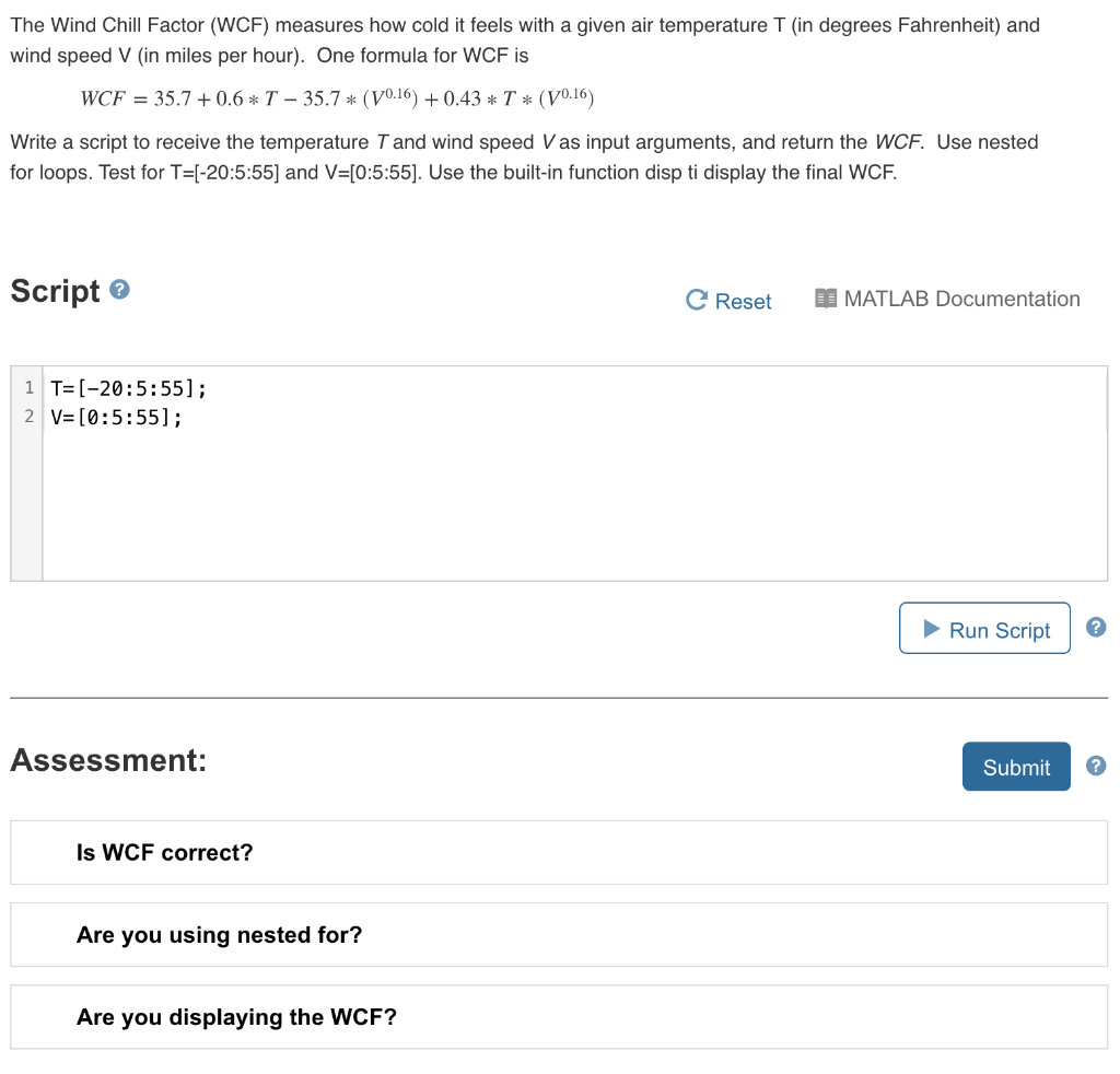 Solved The Wind Chill Factor (WCF) measures how cold it | Chegg.com