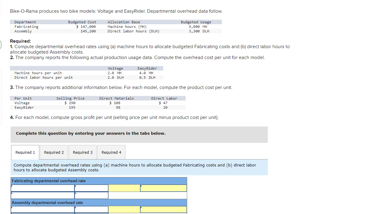 Solved BikeORama produces two bike models Voltage and