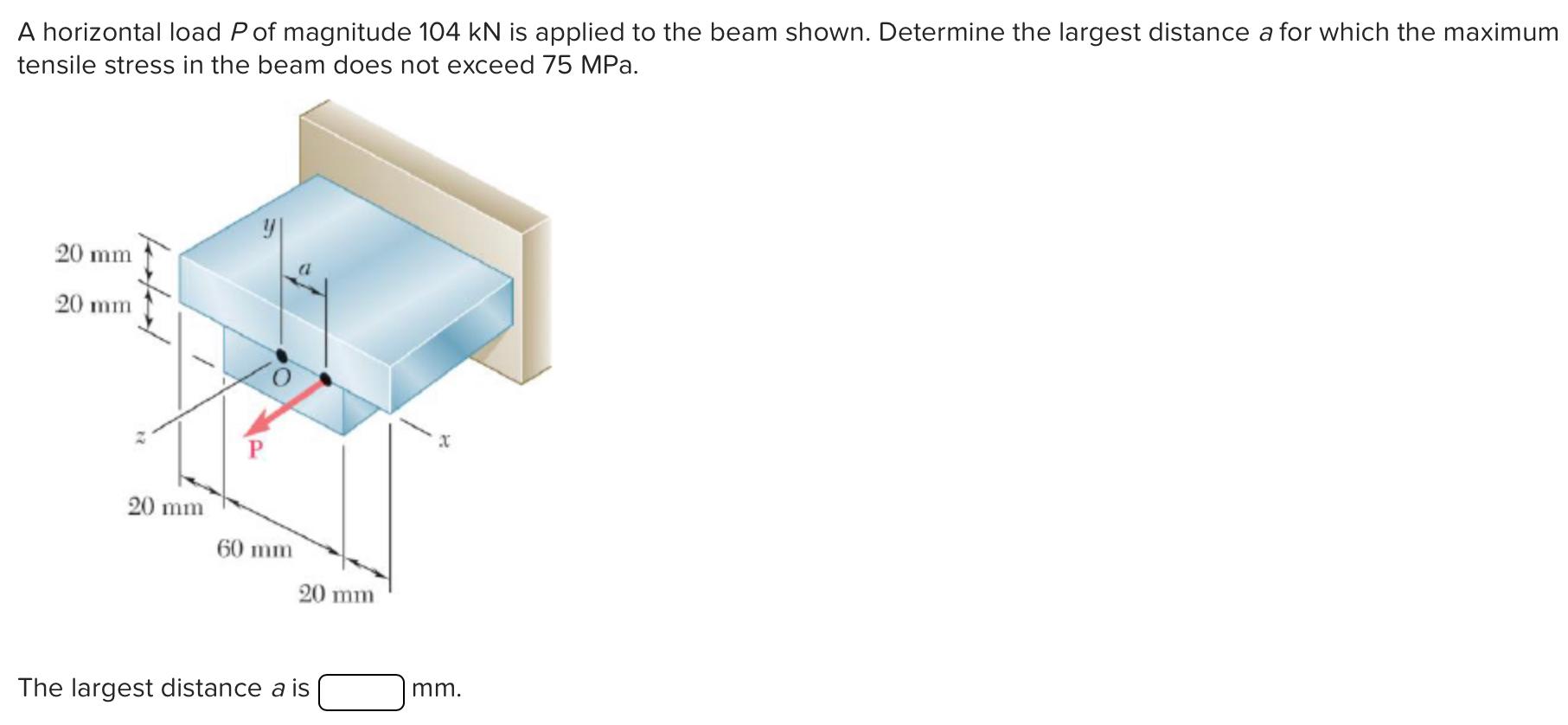 solved-a-horizontal-load-p-of-magnitude-104-kn-is-applied-to-chegg