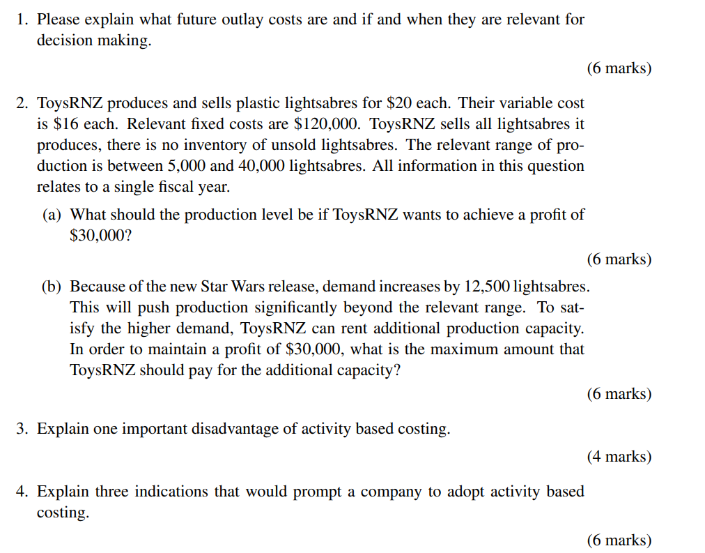 Solved 1. Please explain what future outlay costs are and if